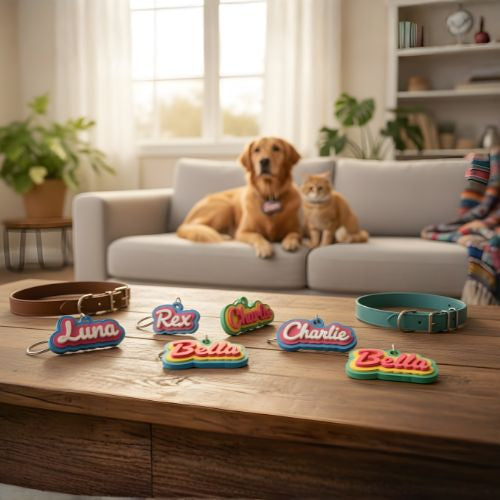 3D Printed Custom Pet Name Tags - Noah's Ark 3D