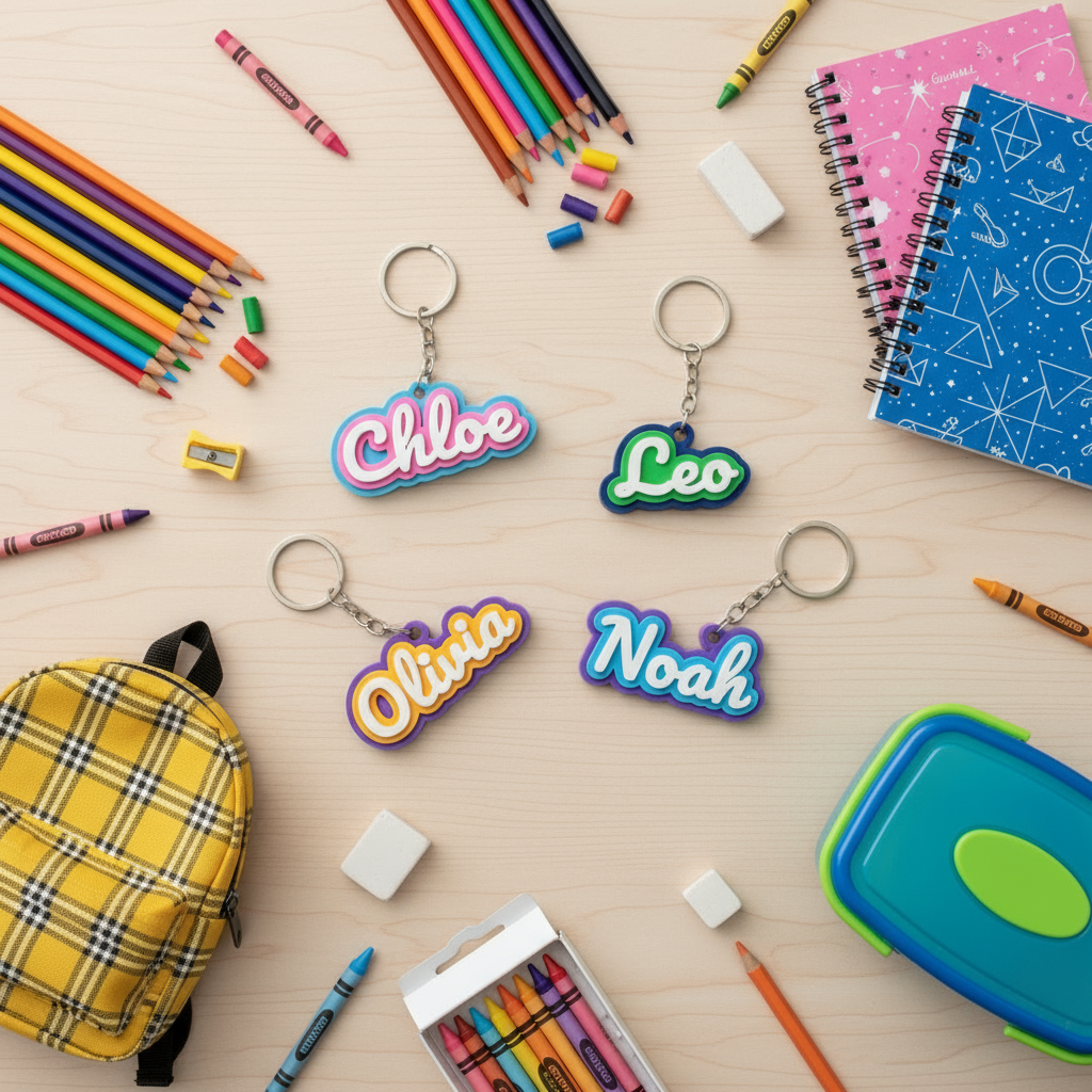 personalised back to school 3d printed full colour keychains