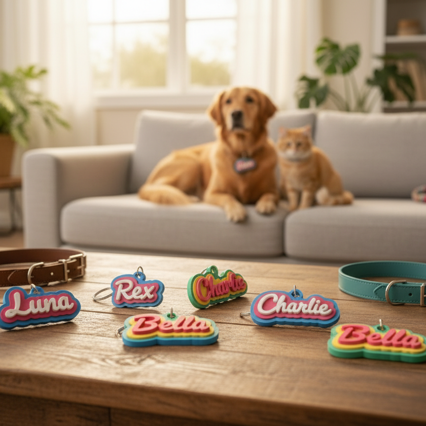 3D Printed Pet Name Tag - Customizable and Unique Designs for Your Pet