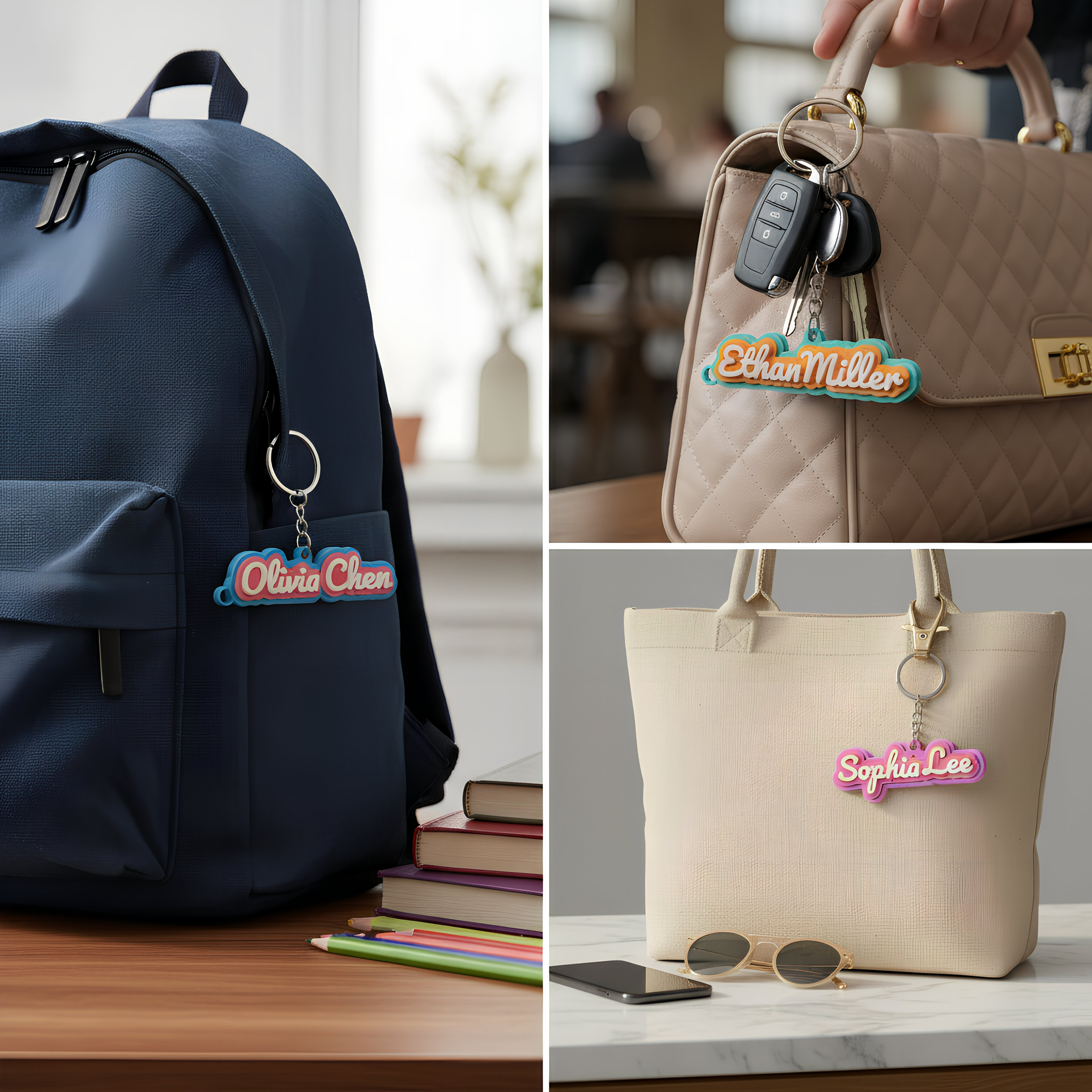 personalised back to school 3d printed full colour keychains