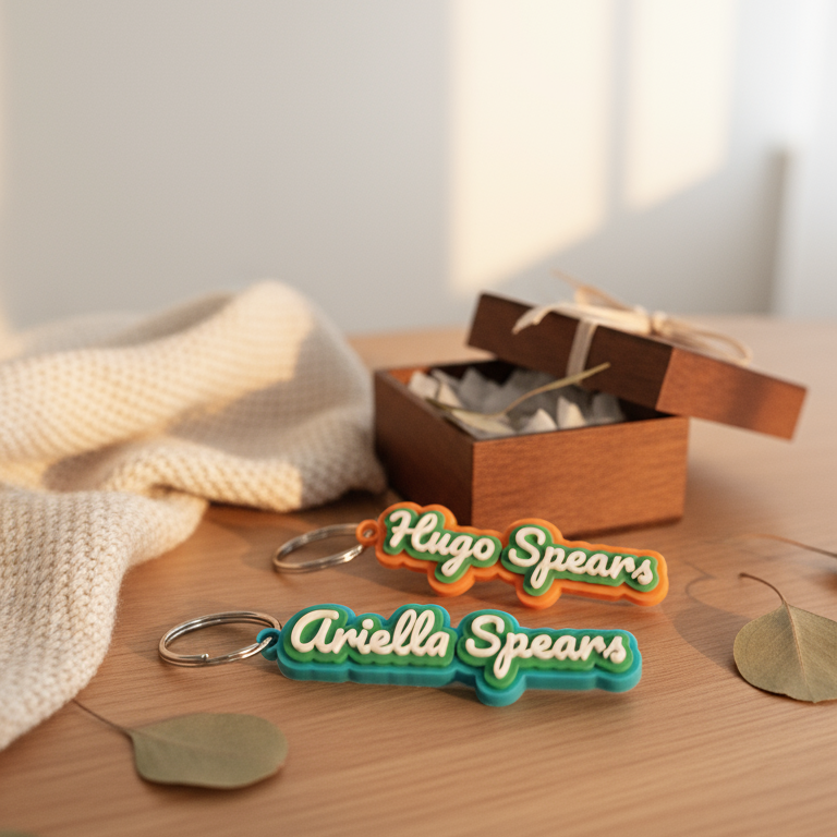 3D Printed Personalised Keychains in Vibrant Colors