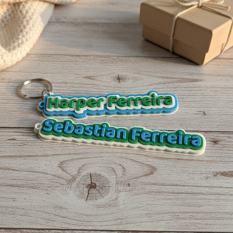 3D Printed Personalised Keychains in Vibrant Colors